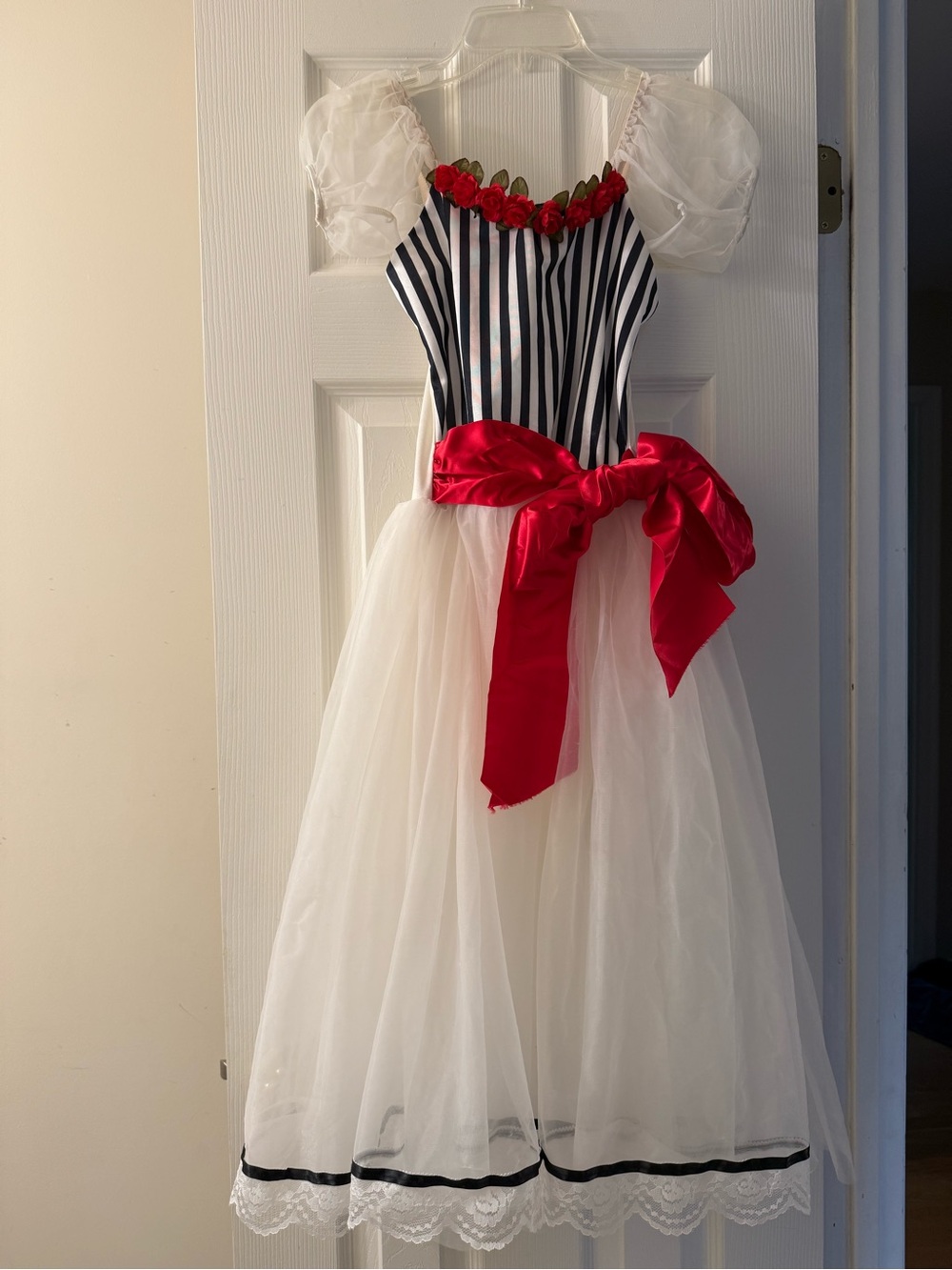 Black & White Striped Costume Dress with Red Accents